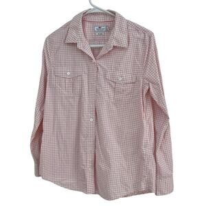 Vineyard Vines Women's Pink & White Plaid Button Up Long Sleeve Shirt Size 6